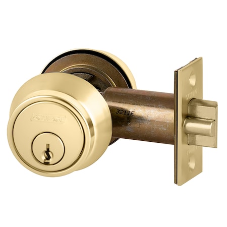 Schlage Grade 2, Double Cyl Deadlatch, C KWY, US3, Rectangle Stk, 5 Pins B252PD 605